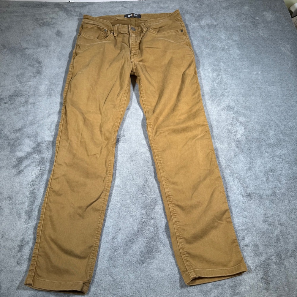 DU/ER Mens Performance Denim Slim Fit Pants Brown Tan 32x28 Stretch Chino Jeans